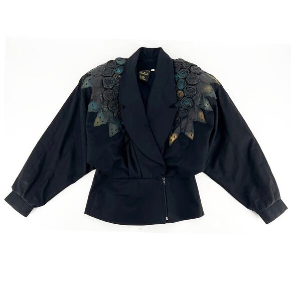 Domallo Jackets & Blazers - 80s Domallo Porat Art Fashion leather rose detail jacket 1980s vintage